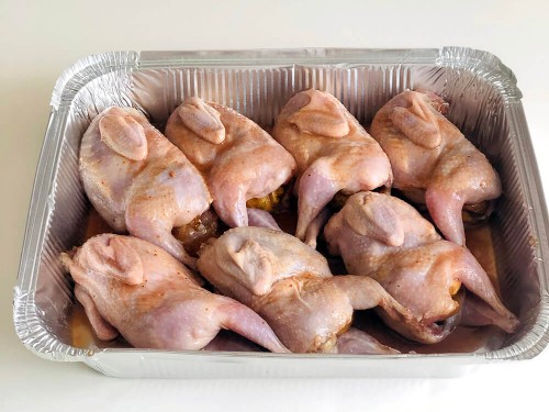 Перепелиці з портвейном, фаршировані грушею