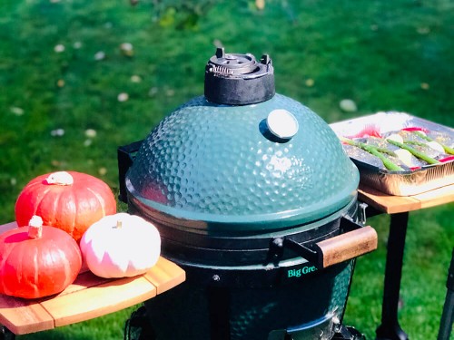 Сибас с овощами на гриле