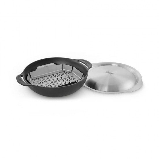 фото 1 Чугунная сковорода-вок со вставкой-пароваркой и крышкой для WEBER Gourmet BBQ System