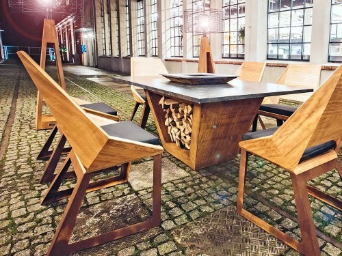 фото 6 Комплект мебели с грилем-очагом Quan, на 6 персон, коричневый