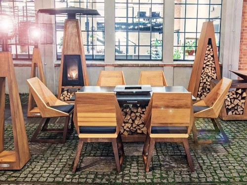 фото 5 Комплект мебели с грилем-очагом Quan, на 6 персон, коричневый