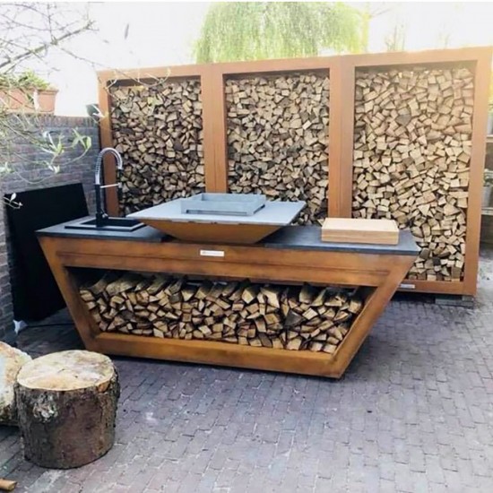 фото 9 Кухня с колёсиками Quadro Premium, коричневая (с системой водоснабжения)