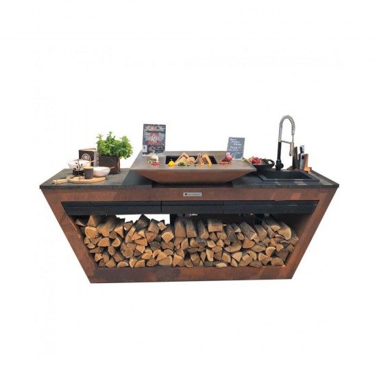 фото 1 Кухня с колёсиками Quadro Premium, коричневая (с системой водоснабжения)