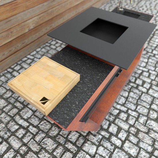 фото 5 Кухня с колёсиками Quadro Premium, коричневая (с системой водоснабжения)