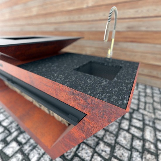 фото 4 Кухня с колёсиками Quadro Premium, коричневая (с системой водоснабжения)