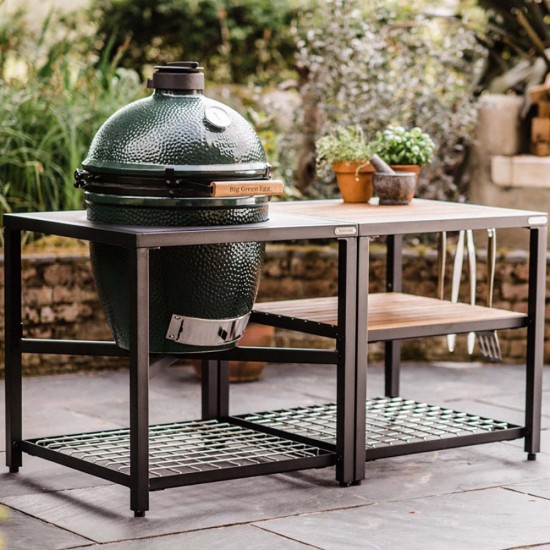 фото 2 Гриль BIG GREEN EGG LARGE + модульна система з полицями з акації на колесах