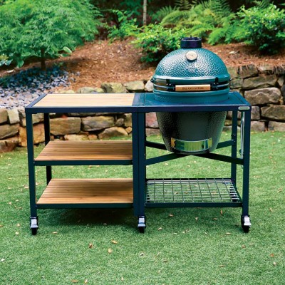 Гриль BIG GREEN EGG LARGE + модульна система з полицями з акації на колесах Гриль BIG GREEN EGG LARGE + модульна система з полицями з акації на колесах