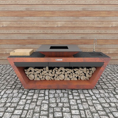 Кухня з коліщатками Quadro Premium, коричнева (з системою водопостачання) Кухня з коліщатками Quadro Premium, коричнева (з системою водопостачання)