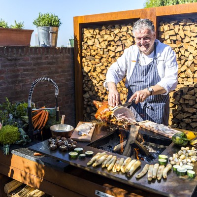 Кухня з коліщатками Quadro Premium, коричнева (з системою водопостачання) Кухня з коліщатками Quadro Premium, коричнева (з системою водопостачання)