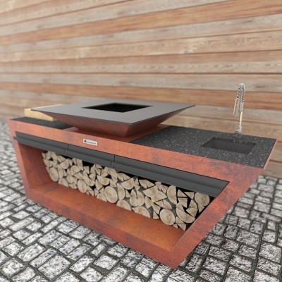 Кухня з коліщатками Quadro Premium, коричнева (з системою водопостачання) Кухня з коліщатками Quadro Premium, коричнева (з системою водопостачання)