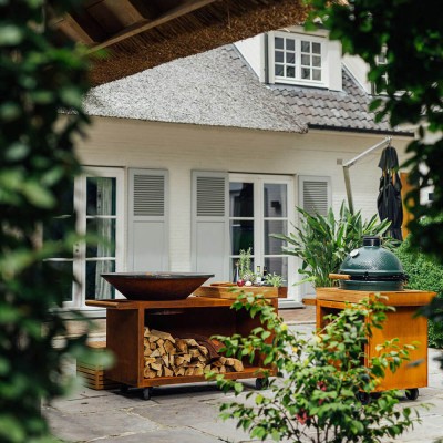 Дров'яний гриль-вогнище OFYR ISLAND CORTEN 100 PRO TEAK WOOD